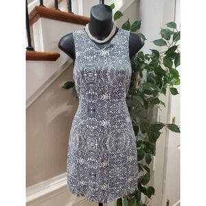Tinley Women White Blue 100% Polyester Sleeveless V Neck Knee Length Dress Small